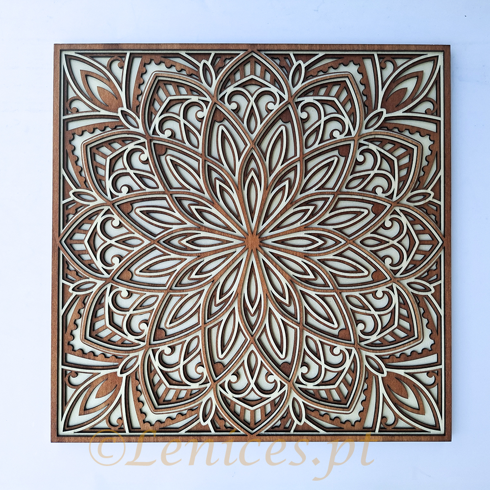 Quadro Mandala Multicamadas em Madeira, corte a laser madeira